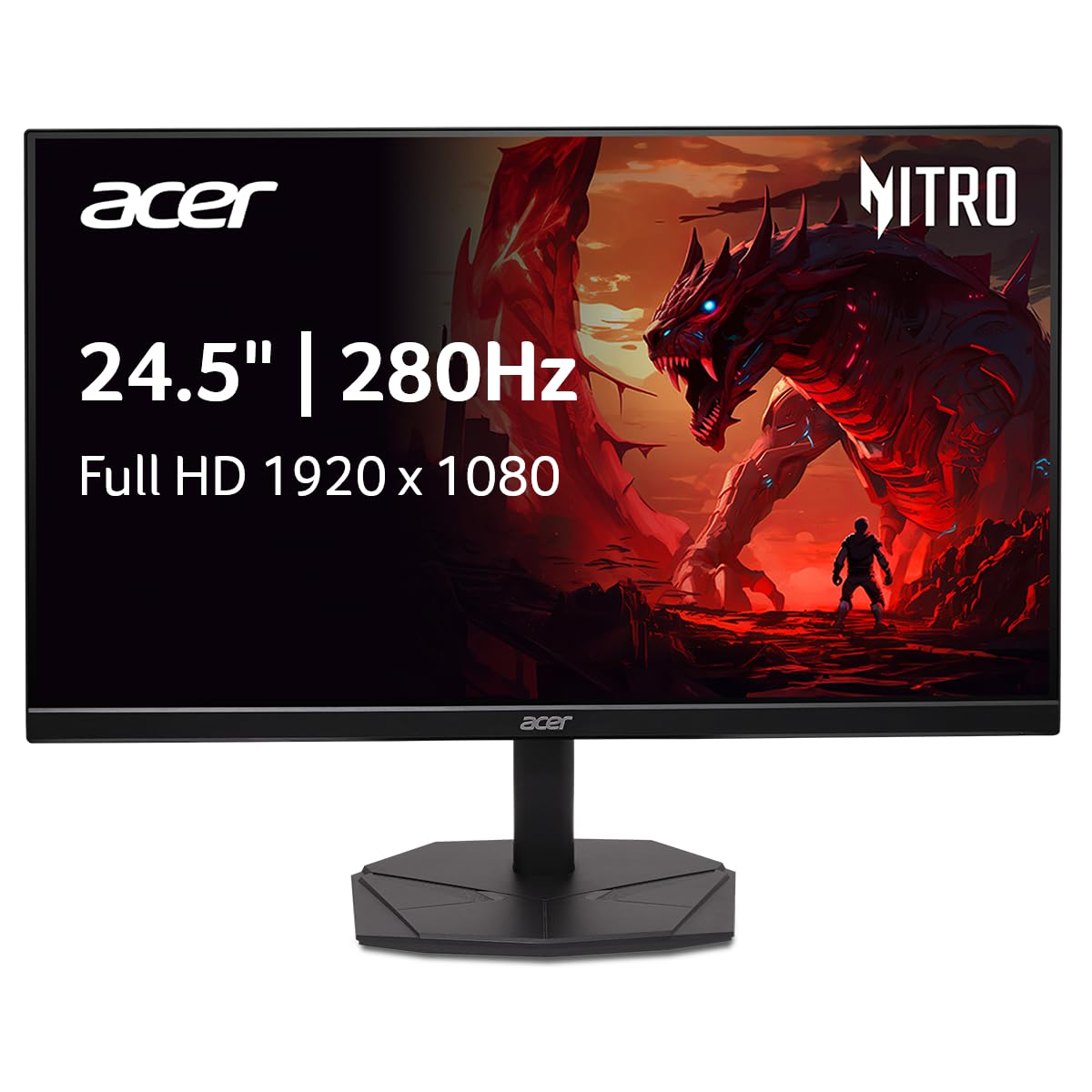 Acer Nitro KG241Y Sbiip 23.8” Full HD (1920 x 1080) VA Gaming Monitor | AMD FreeSync Premium Technology | 165Hz Refresh Rate | 1ms (VRB) | ZeroFrame Design | 1 x Display Port 1.2 & 2 x HDMI 2.0,Black