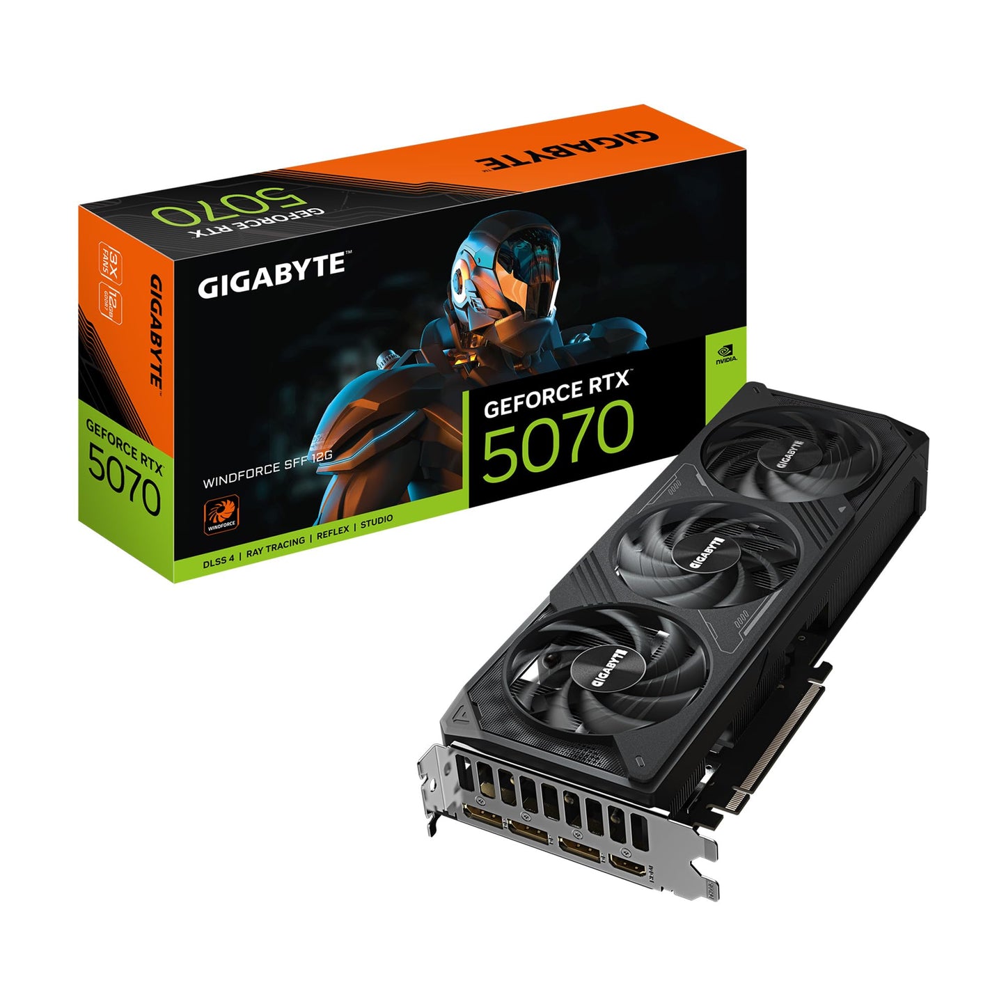 GIGABYTE GeForce RTX 5070 WINDFORCE OC SFF 12G Graphics Card, 12GB 192-bit GDDR7, PCIe 5.0, WINDFORCE Cooling System, GV-N5070WF3OC-12GD Video Card