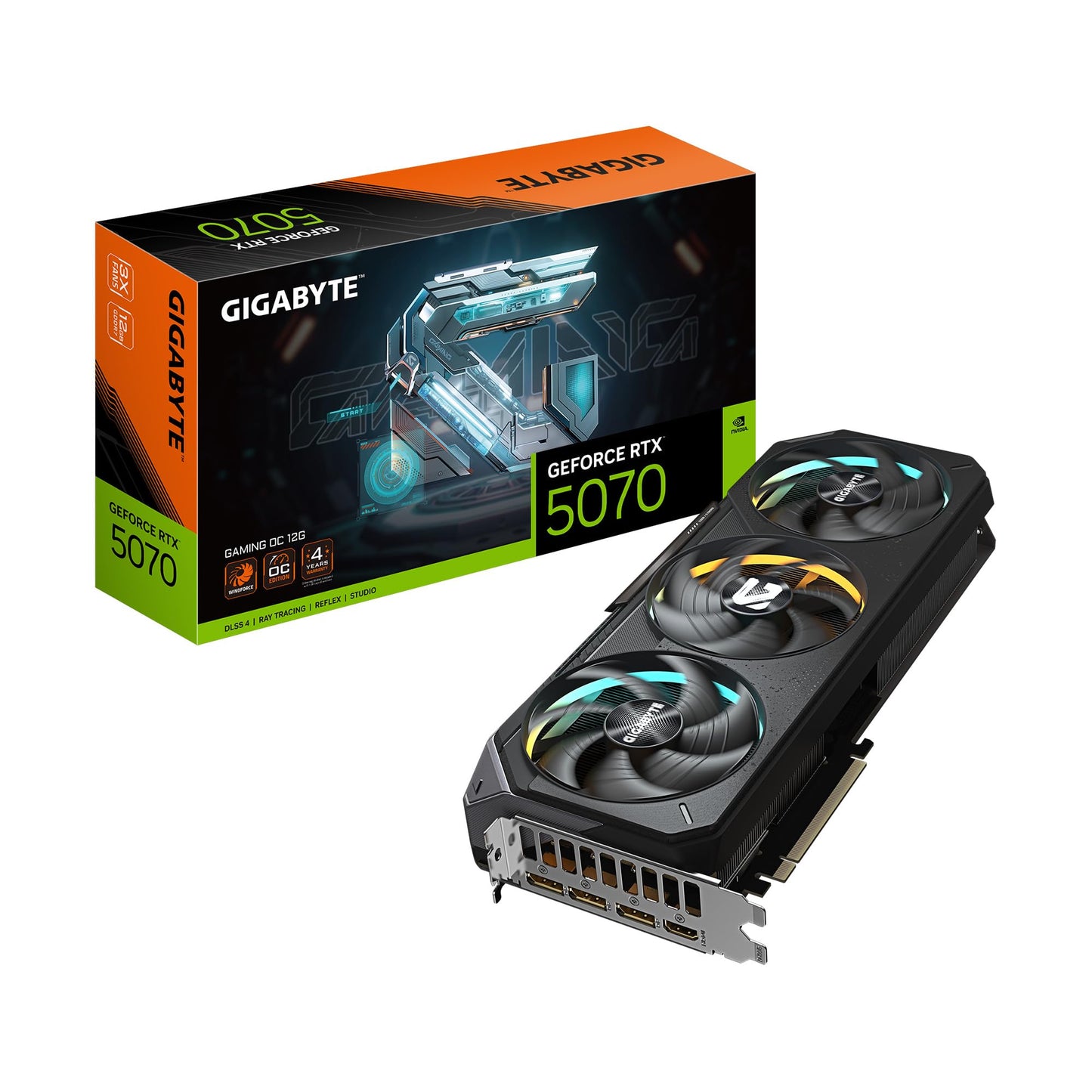GIGABYTE GeForce RTX 5070 WINDFORCE OC SFF 12G Graphics Card, 12GB 192-bit GDDR7, PCIe 5.0, WINDFORCE Cooling System, GV-N5070WF3OC-12GD Video Card