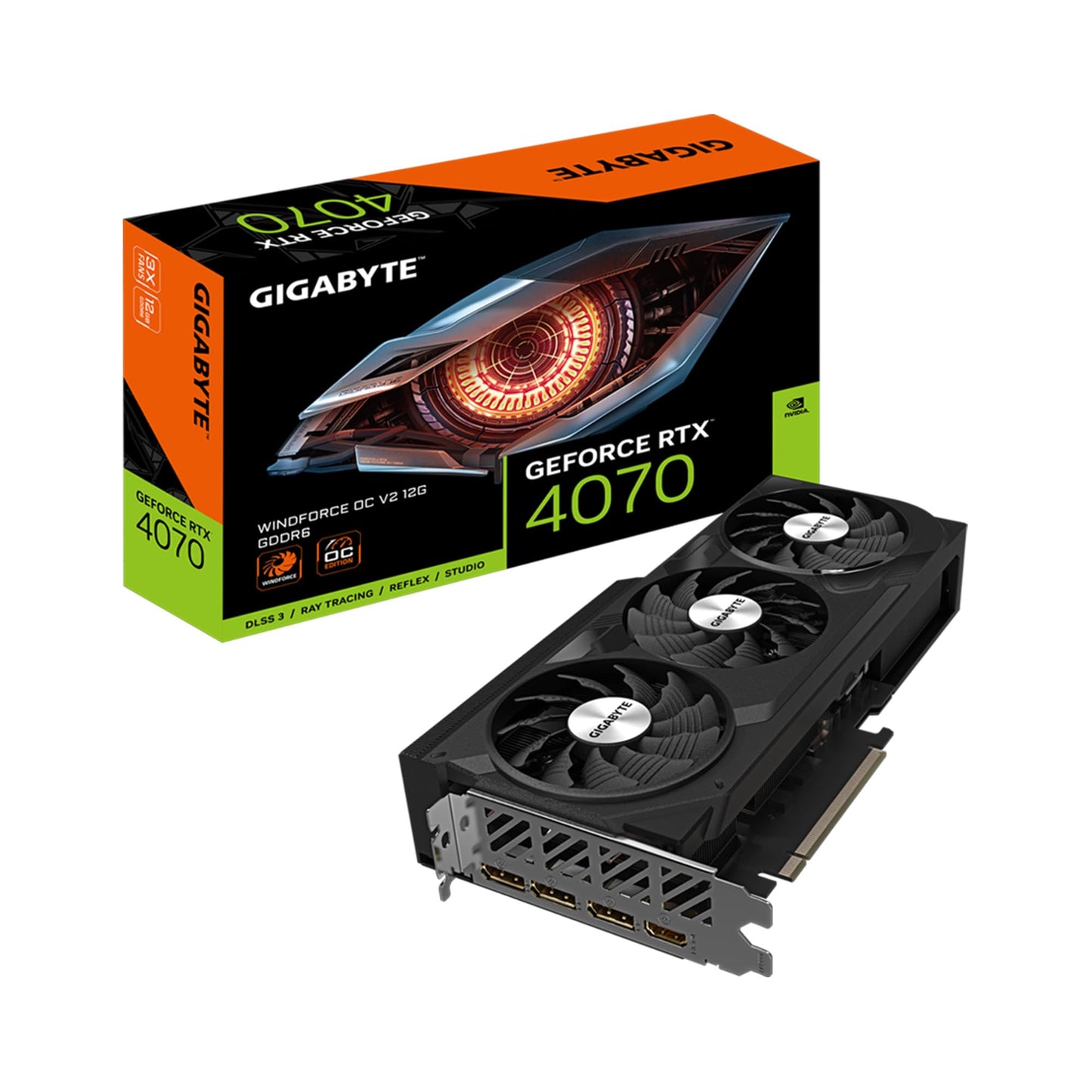 GIGABYTE GeForce RTX 5070 WINDFORCE OC SFF 12G Graphics Card, 12GB 192-bit GDDR7, PCIe 5.0, WINDFORCE Cooling System, GV-N5070WF3OC-12GD Video Card