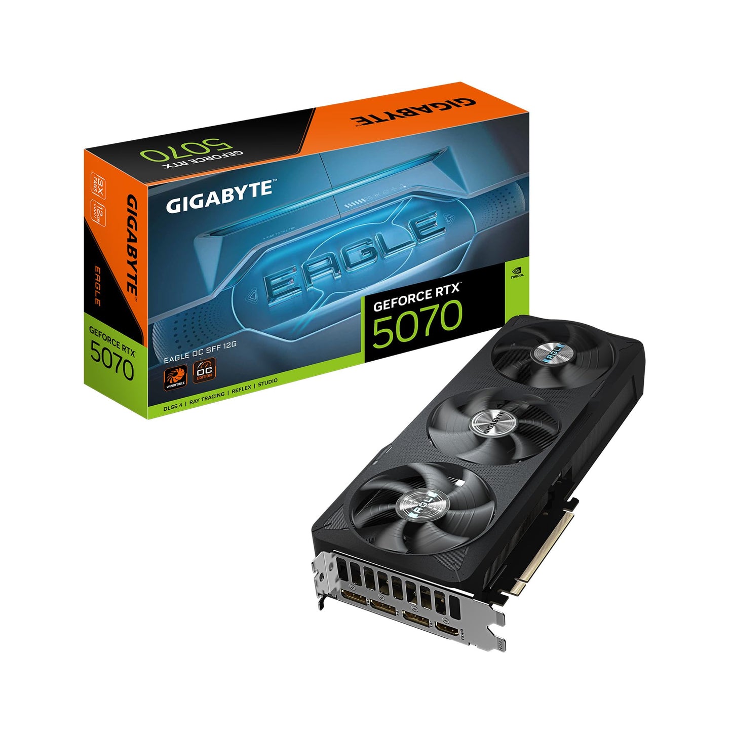 GIGABYTE GeForce RTX 5070 WINDFORCE OC SFF 12G Graphics Card, 12GB 192-bit GDDR7, PCIe 5.0, WINDFORCE Cooling System, GV-N5070WF3OC-12GD Video Card